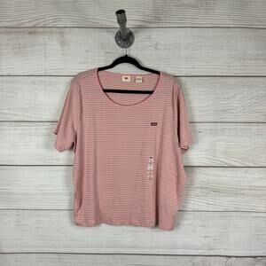 Levi's Plus Size Pink Striped Short Sleeve Scoop Neck Tee Size 4X
